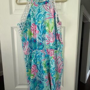Aryeh Blue and Pink Tropical One Piece Dress